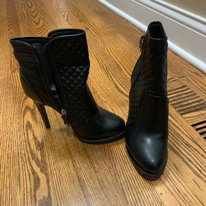 Lilliana black boot stillettos - leather quilted